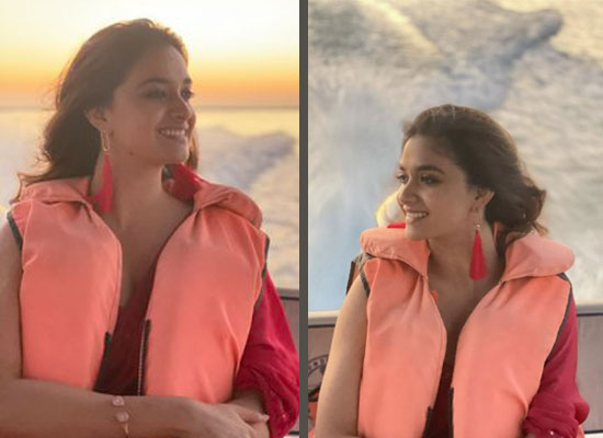 Keerthy Suresh's sun kissed BTS pics from the sets of Rang De!