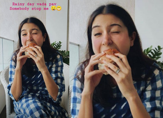 Anuskha Sharma gorges on vada pav while enjoying Mumbai rains!