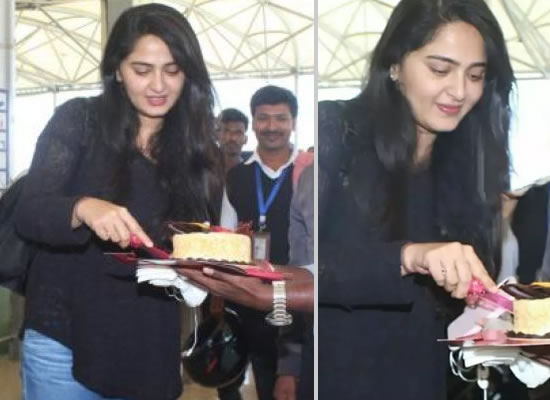 Anushka Shetty's birthday celebration at airport! Anushka Shetty's birthday celebration at airport!
