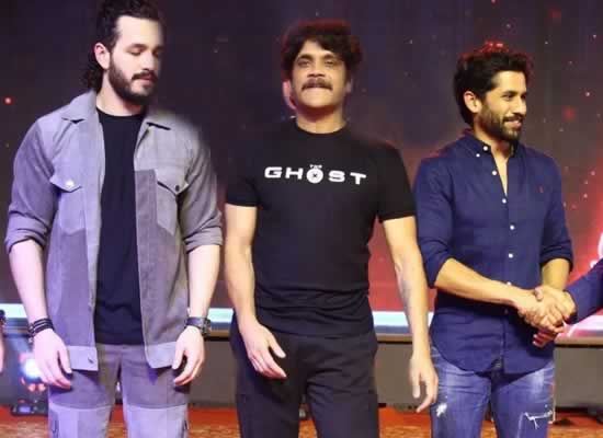 Nagarjuna, Naga Chaitanya and Akhil Akkineni unite for The Ghost's pre-release event!