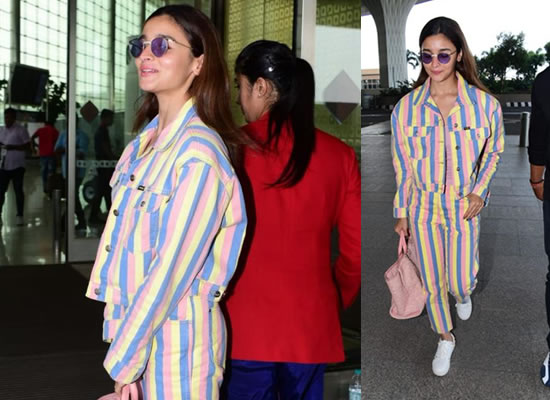 Alia Bhatt's stylish look in multi-coloured outfit at the airport!