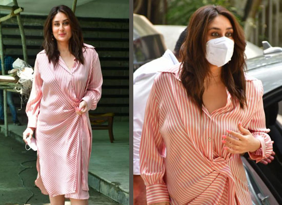 Kareena Kapoor Khan's chic avatar in a pink striped dress during an ad shoot!