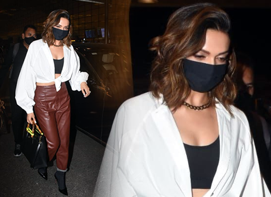 Deepika Padukone's chic avatar at airport in leather pants!