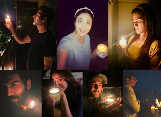 Bollywood celebs light diyas during the #9baje9minute call!